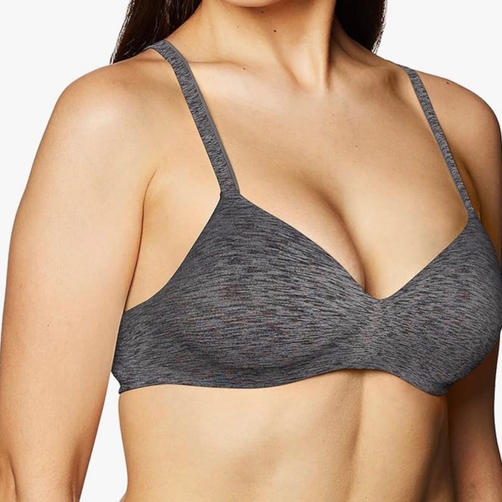 Hanes grey ComfortBlend T-Shirt wire free bra size 36C NWT